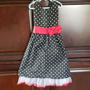Vintage look sz 6 polka dot dress with mesh hem